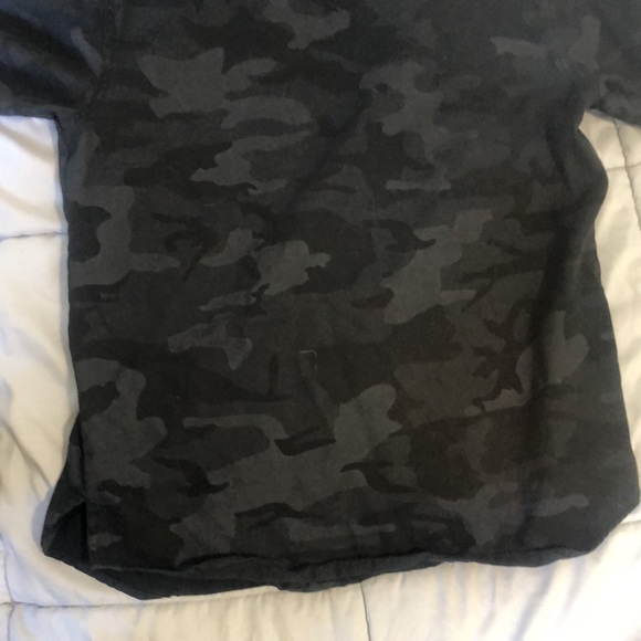 Blue black grey navy camouflage camo buttoned shirt single breast pocket - Picture 6 of 6